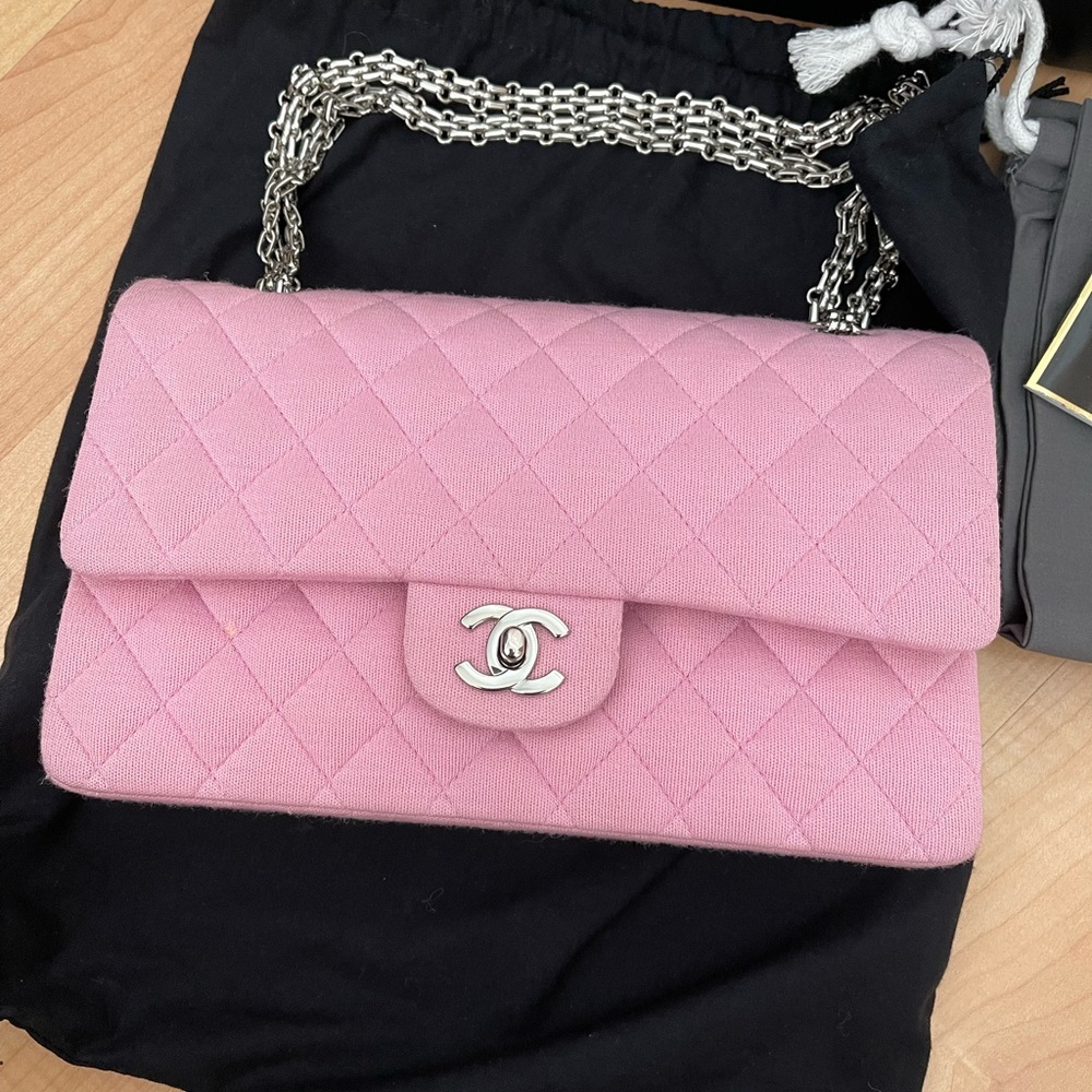Vintage Chanel medium jersey double flap timeless classic flap bag